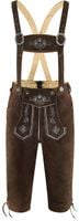 Spodnie bawarskie skórzane na Oktoberfest z szelkami brązowe Rozm. 48