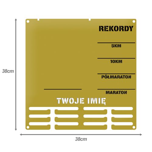 Wieszak na medale i numery startowe REKORDY BIEGOWE RUN twoje imię 22.1 na Arena.pl