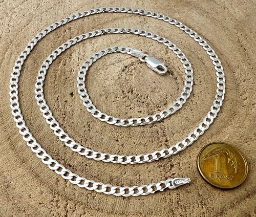 SREBRNY MĘSKI ŁAŃCUSZEK PANCERKA 035/55cm SREBRO 925 pełne DIAMENTOWANE na Arena.pl