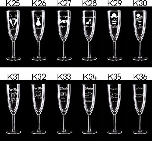 KIELISZKI DO SZAMPANA Z GRAWEREM ŚLUB PREZENT 2szt na Arena.pl