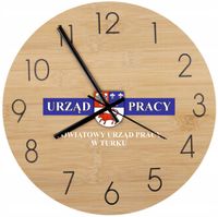 Bambusowy ZEGAR ścienny nadruk dla instytucji państwowych DLA URZĘDU PRACY
