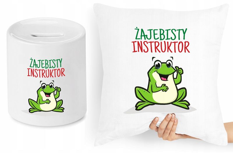 Dla Instruktora Zestaw Poduszka + Skarbonka Z Nadrukiem Ze Zdjęciem zdjęcie 1