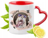 Pies Pieski Kubek Czerwony Z Uszkiem W Kształcie Serca Na Prezent