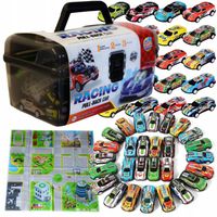 DUŻY ZESTAW SAMOCHODÓW METALOWE RESORAKI AUTKA AUTKO Z NAPĘDEM + AKCESORIA