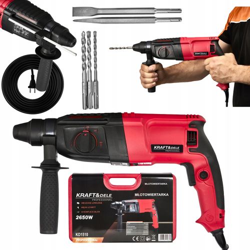 Młot Udarowy 2650W 230V SDS-PLUS 1300 RPM 5500/min Uderzeń 3w1 Kraft&Dele na Arena.pl