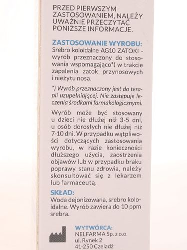 Srebro koloidalne AG10 - Nelfarma - 15ml na Arena.pl