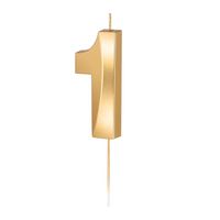 Świeczka na tort metaliczna złota cyfra 1