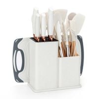 zestaw 19 elem. noży i przyborów kuchennych w stojaku e-6071