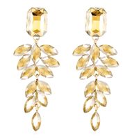 Kolczyki szampańskie złote łezki listki wiszące na imprezę KOKONET 3-0376