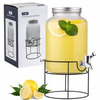 SŁÓJ Z KRANIKIEM 3,8L SZKLANY SŁOIK NA LEMONIADĘ SOK BIMBER NA STOJAKU