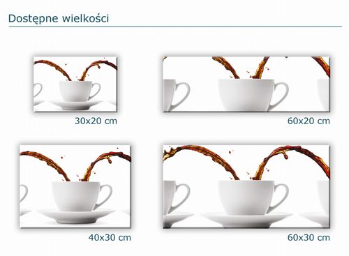 SZKLANA DESKA KUCHENNA 60x20 221c Filiżanki z kawą na Arena.pl