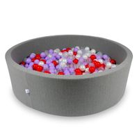 Suchy basen 130x40cm szary z piłeczkami 700szt (przezroczyste, perłowe, wrzosowe, czerwone)