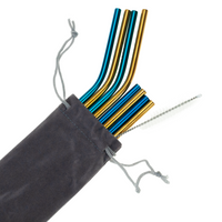 SŁOMKI METALOWE EKO WIELORAZOWE CZYŚCIK ETUI 8SZT