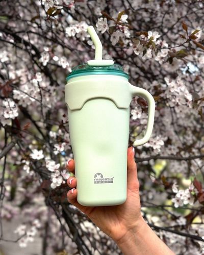 Kubek Termiczny Ze Słomką Majestic Sport Jelly 650 ml Zielony na Arena.pl