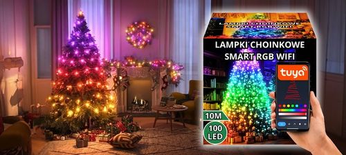 LAMPKI CHOINKOWE 100 LED WIFI SMART TUYA 10M MULTI KOLOR PILOT APLIKACJA na Arena.pl