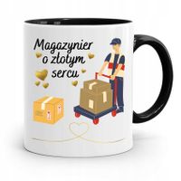 Kubek Czarny Dla Magazyniera O Złotym Sercu Z Nadrukiem Ze Zdjęciem