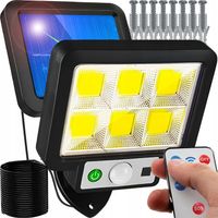 LAMPA SOLARNA LED DO OGRODU GARAŻU Z CZUJNIKIEM ZMIERZCHU RUCHU + PILOT