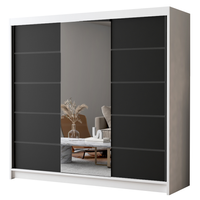 Szafa przesuwna PALERMO VI z lustrem 200cm - garderoba- BIAŁY/CZARNY