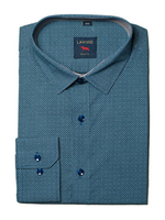 Elegancka koszula męska casual granatowa niebiesko-szary wzorek lekki SLIM L-41/42