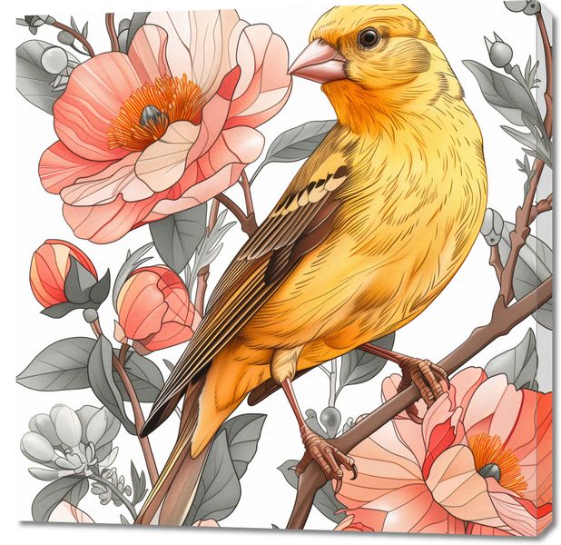 Obraz 90x90cm Wiosenny Śpiewaczek zdjęcie 1