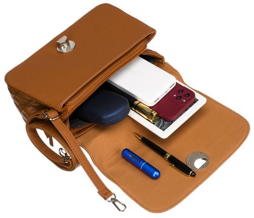 karmelowa torebka damska crossbody ze srebrnymi okuciami - david jones na Arena.pl