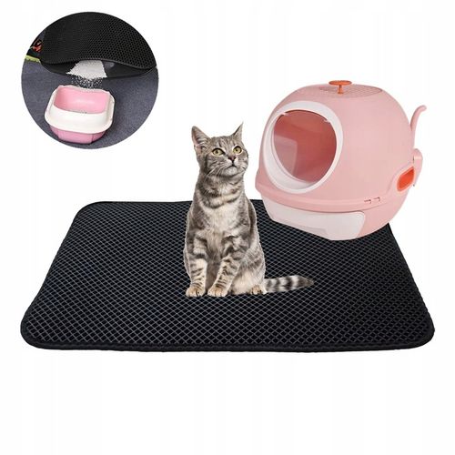 MATA WYCIERACZKA POD KUWETĘ DLA KOTA NA ŻWIREK XXL PODKŁADKA CZARNA 60x45 na Arena.pl