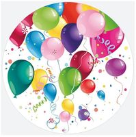 Talerzyki papierowe urodzinowe Kolorowe Balony Konfetti, 23 cm 8 szt.