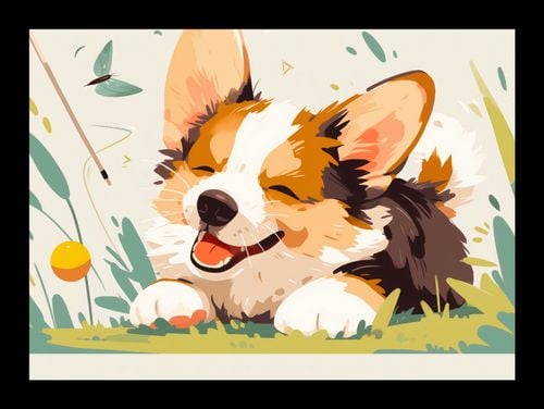 Plakat 18x13cm Beztroski Corgi na Arena.pl