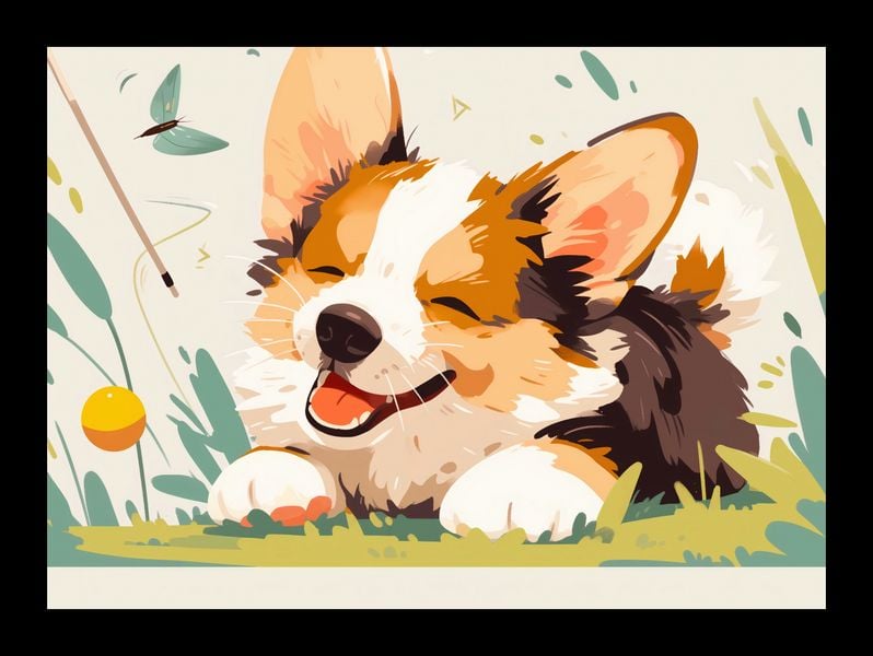 Plakat 18x13cm Beztroski Corgi zdjęcie 2