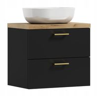 Szafka łazienkowa wisząca LUNA 60 czarny/dąb z umywalką Blanco (W7)