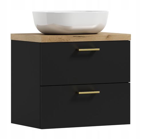 Szafka łazienkowa wisząca LUNA 60 czarny/dąb  z umywalką Blanco (W7) na Arena.pl