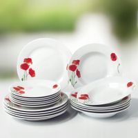 SERWIS OBIADOWY PORCELANOWY ZESTAW TALERZY BIAŁY NA 6 OSÓB WZÓR MAKI