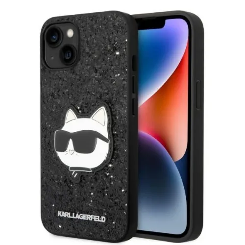 Etui Karl Lagerfeld Glitter Choupette Patch na iPhone 14 Plus - czarne na Arena.pl