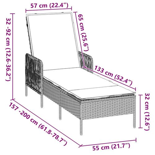 Leżak z poduszką 2-osoba 2 pcs Czarny 35 x 35 x 32cm polirattan na Arena.pl