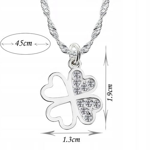 Naszyjnik srebrny 925 koniczynka i cyrkonie idealny prezent dla niej 45 cm na Arena.pl