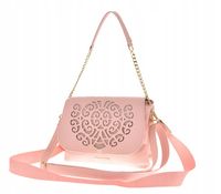 Laura Biaggi torebka listonoszka różowy groszek ażurowy wzór klapka L325064