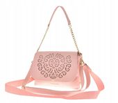 Laura Biaggi torebka listonoszka różowy groszek ażurowy wzór klapka L325064