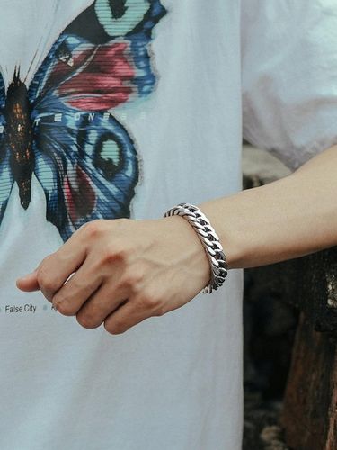 BRANSOLETKA MĘSKA SREBRNA PANCERKA GRUBA BRANSOLETA 15MM 96G GRAWER GRATIS na Arena.pl