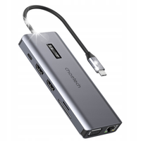 ADAPTER HUB WIELOFUNKCYJNY Z WYŚWIETLACZEM USB-C USB-A VGA AUX SD TF 12W1 S