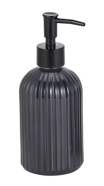 Dozownik do mydła w płynie TOKIO szklany malowany czarny mat ryflowany wzór zdjęcie 1