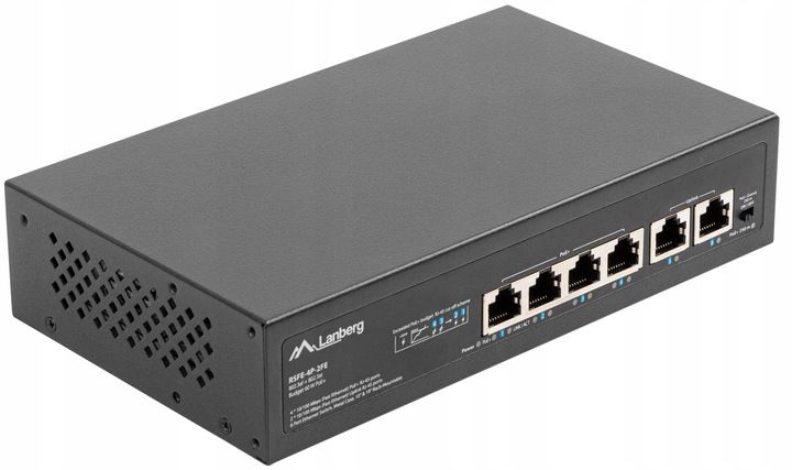 SWITCH LANBERG 4X 100MB POE+/2X RACK 60W 10' 19' zdjęcie 9