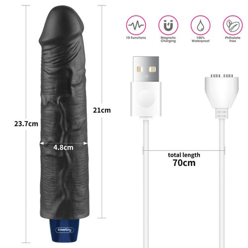 9.5" real softee rechargeable tpe vibrating dildo(black na Arena.pl