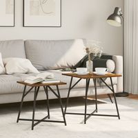 Stolik boczny 2 szt. Dymione dębowe, drewno inżynieryjne i metal