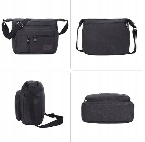 TORBA MĘSKA CZARNA POJEMNA Do Pracy Śniadaniowa Na Ramię Mocna na Arena.pl