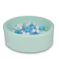 Suchy basen 90x30cm miętowy z piłeczkami 200szt (turkusowe, białe, przezroczyste, jasnobłękitne)