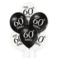 Balony urodzinowe 60 birthday urodziny białe/czarne 30 cm 3 szt.