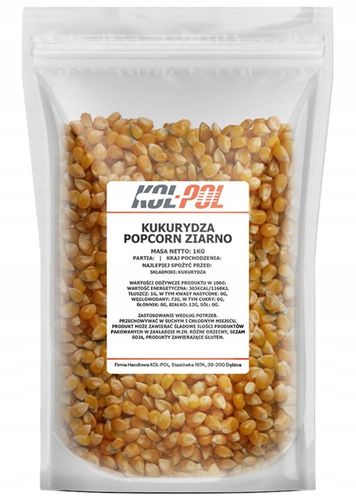 KUKURYDZA POPCORN 5kg Ziarno do prażenia bez soli | KOL-POL na Arena.pl