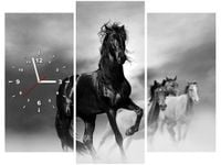 90CM 70 ZEGAR 3 ELEM CZARNY KOŃ SCIENNY DRUK