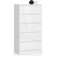 Komoda do sypialni, 5 szuflad, STILO, 60x40x121 cm, biel,  | TYLETEGOTU