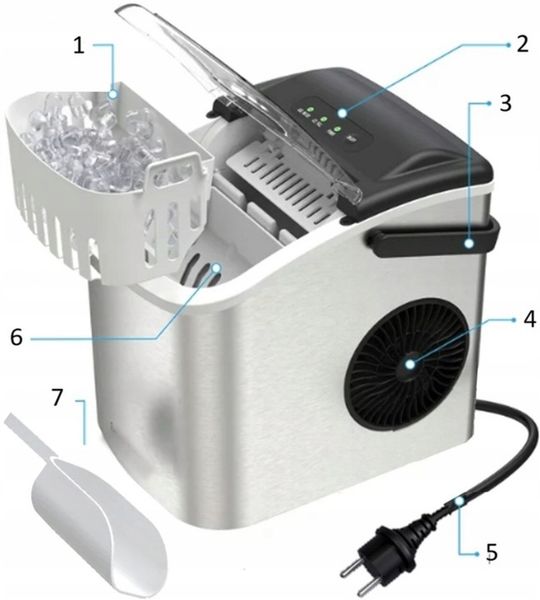 Kostkarka do lodu Zilan ICE MAKER 15KG srebrny/szary 95 W zdjęcie 5